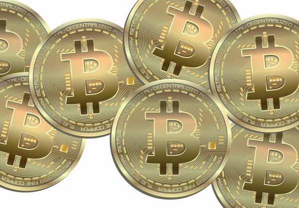 Bitcoin Munt Achtergrond Geïsoleerd Witte Achtergrond Vector — Stockvector