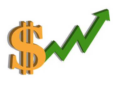 Dolar ve tablo, yükselen fiyatlar, para ikonu raster