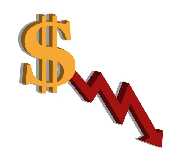 Dollar Chart Currency Decline Money Icon Raster — Stock Photo, Image