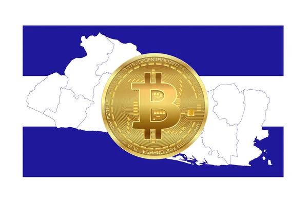 Bandeira Salvador Com Mapa Bitcoin Branco — Fotografia de Stock