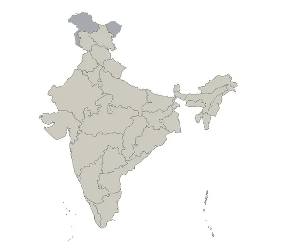 Inde Carte Régions Individuelles Blanc — Photo