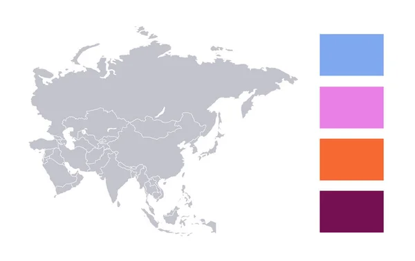 アジア地図のインフォグラフィック 個々の州空白の — ストック写真