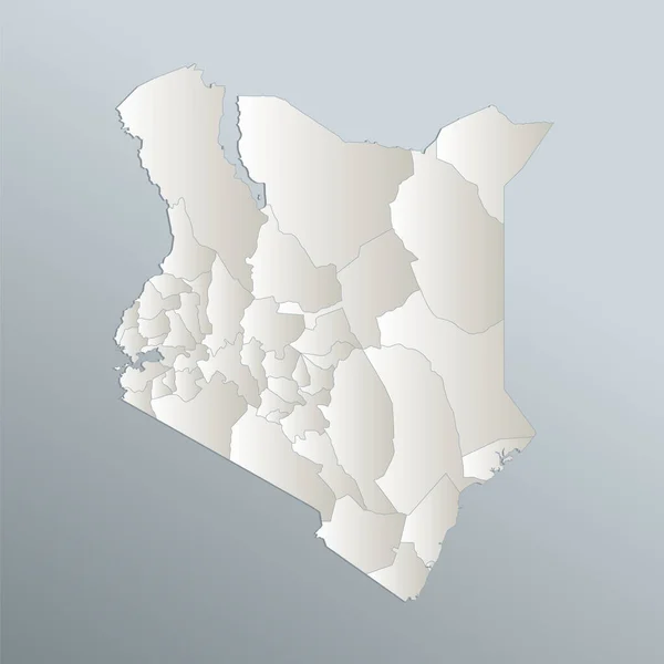 Kenia Mapa División Administrativa Azul Blanco Tarjeta Papel Blanco — Foto de Stock