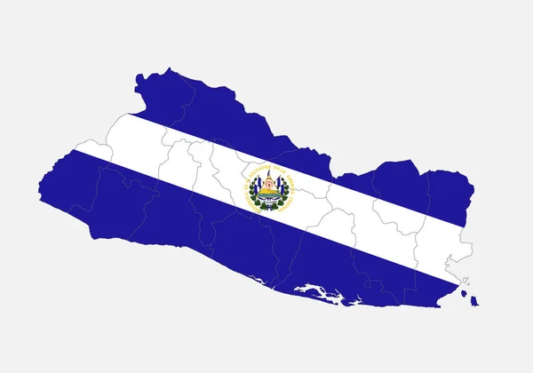 以国旗的颜色绘制的萨尔瓦多地图 行政分区空白 — 图库照片