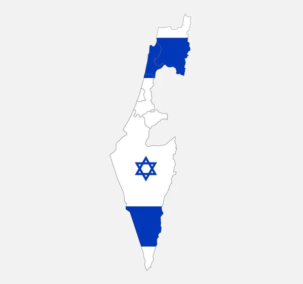 Mapa Israel Nas Cores Bandeira Com Divisões Administrativas Branco — Fotografia de Stock