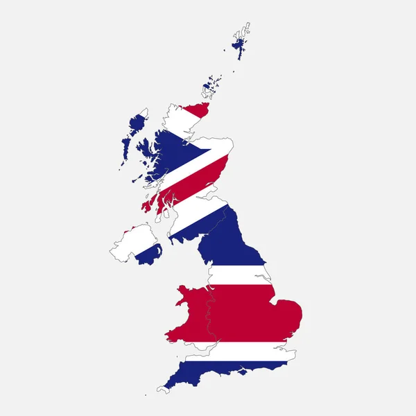 Birleşik Krallık Haritası Bayrak Renginde Idari Bölümlerle Boş — Stok fotoğraf