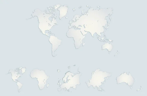 Παγκόσμιος Χάρτης Ηπείρων Συλλογή Αμερική Ευρώπη Αφρική Ασία Αυστραλία Λευκό — Φωτογραφία Αρχείου