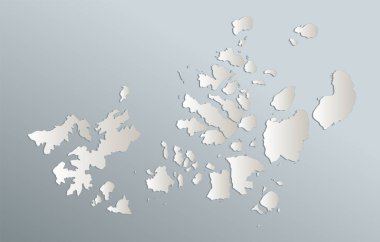 Franz Josef Land haritası, idari bölüm, mavi beyaz kart kağıdı 3D boş