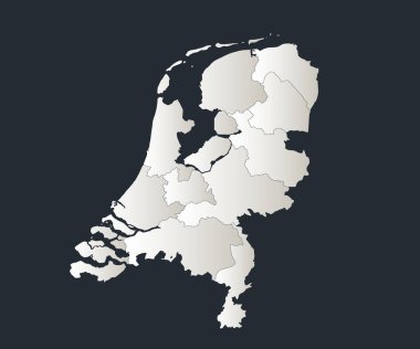 Hollanda haritası, Infographics düz tasarım renkleri kar beyazı, bireysel bölgeler boş
