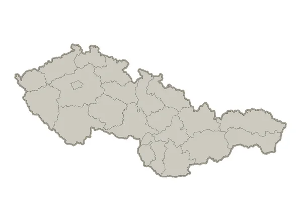 Czechoslovakia Map Individual Regions Blank — стокове фото