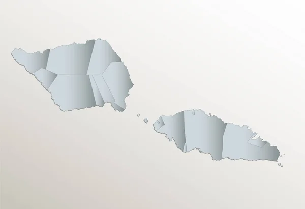 Samoa Mapa Divisão Administrativa Com Nomes Branco Papel Cartão Azul — Fotografia de Stock