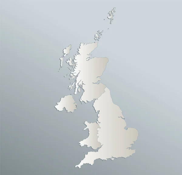 United Kingdom Map Administrative Division Blue White Card Paper Blank — Fotografia de Stock