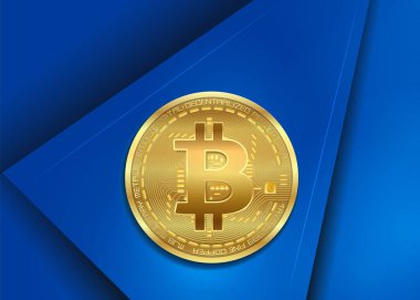 Bitcoin gold coin, abstract background currency, glowing bright lights, blank