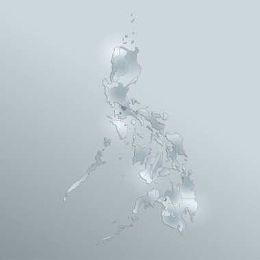 Philippines map, administrative division, design glass card 3D, blank