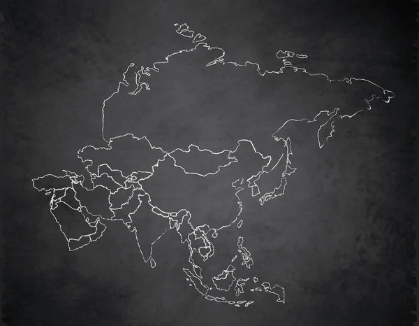 Asia Map Separates States Design Card Blackboard Chalkboard Blank — Foto de Stock