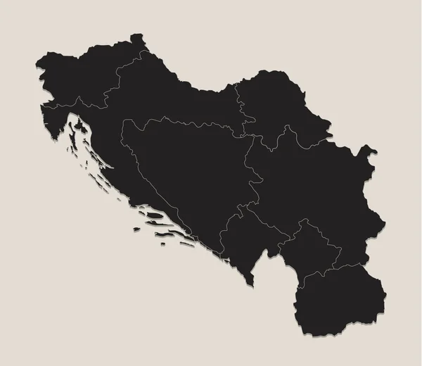 Mapa Negro Yugoslavia Regiones Separadas Pizarra Diseño Blanco —  Fotos de Stock