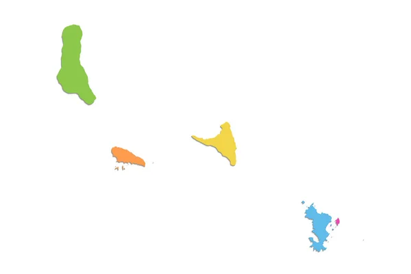 Карта Островів Коморських Островів Кольорова Мапа Ізольована Білому Тлі Порожня — стокове фото
