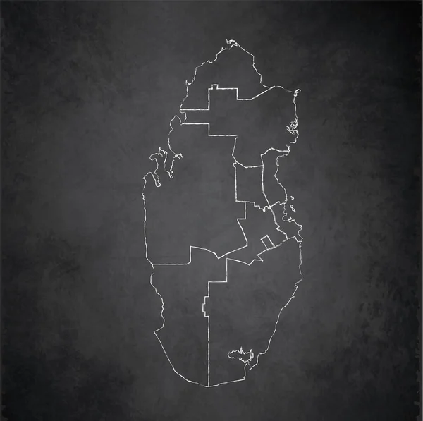 Qatar Map Separates Regions Design Card Blackboard Chalkboard Blank —  Fotos de Stock