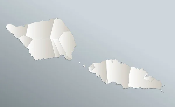 Mapa Samoa División Administrativa Con Nombres Papel Azul Blanco Blanco —  Fotos de Stock