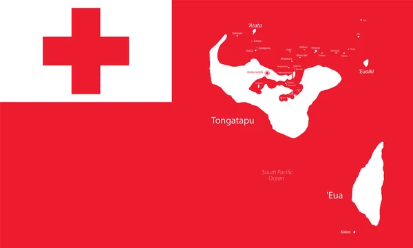 Tonga Bayrağı Harita Vektörü — Stok Vektör