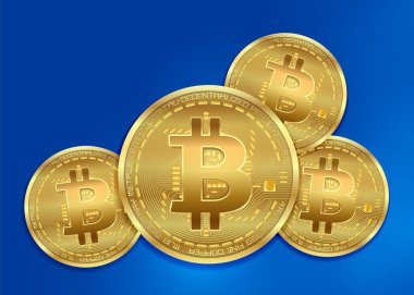 Bitcoin altın sikkeler, parlak ışıklar, boş