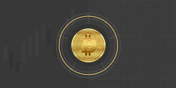 Bitcoin Münze Mit Graphikpapier Hintergrund Und Diagramm Blanko — Stockfoto