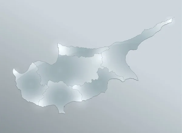 Kıbrıs Haritası Idari Bölüm Bölgeleri Ayırıyor Tasarım Cam Kartı Boş — Stok fotoğraf