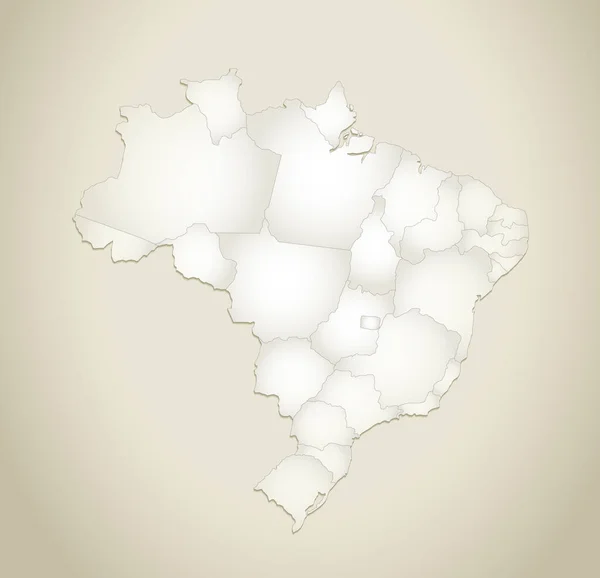巴西地图 行政区划 旧纸张背景空白 — 图库照片