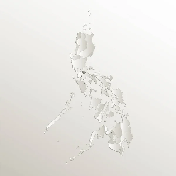 Filipinas Mapa División Administrativa Separa Regiones Tarjeta Papel Natural Blanco — Foto de Stock