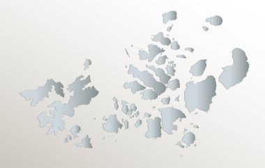 Franz Josef Land haritası, idari bölüm, beyaz mavi kart kağıdı 3D, boş