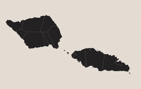 Mapa Negro Samoa Con Nombres Regiones Pizarra Diseño Blanco —  Fotos de Stock