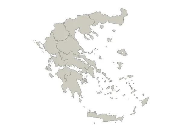 Grécia Mapa Regiões Individuais Branco — Fotografia de Stock