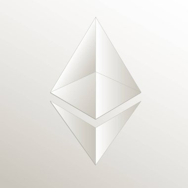 Ethereum simgesi, kart kağıdı 3D doğal vektör
