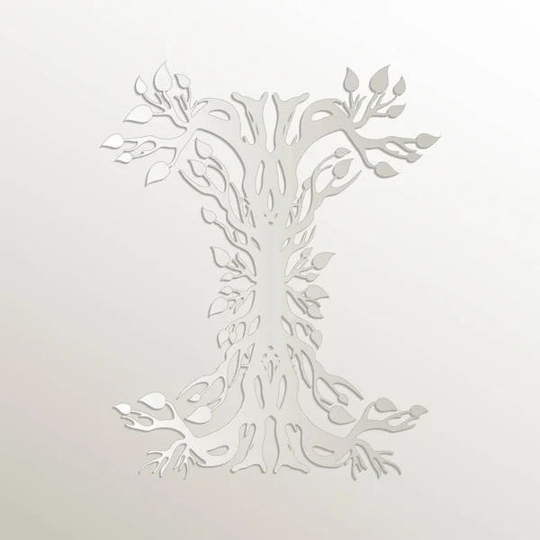 Δέντρο Φύλλα Σύμβολο Εικονίδιο Τέχνης Χαρτί Κάρτα Φυσικό Διάνυσμα — Διανυσματικό Αρχείο