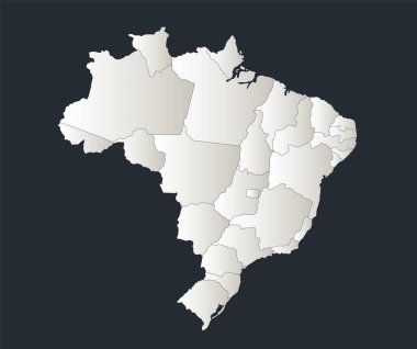 Brezilya haritası, Infographics düz tasarım renkleri kar beyazı, bireysel bölgeler, boş