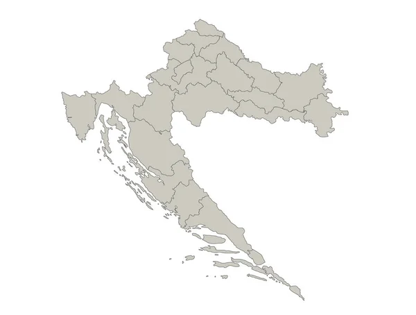 Plattegrond Kroatië Afzonderlijke Regio Blanco — Stockfoto