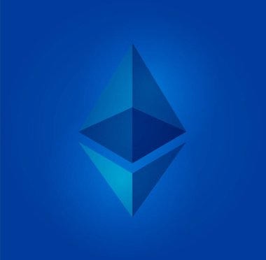 Ethereum sembolü, mavi arkaplan vektörü