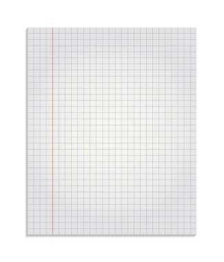 Egzersiz kitabından gerçekçi bir sayfa kare kağıt, deliksiz vektörden yırtılmış kağıt.