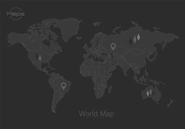 Wereldkaart Ontwerp Donker Schoolbord Achtergrond Vector — Stockvector