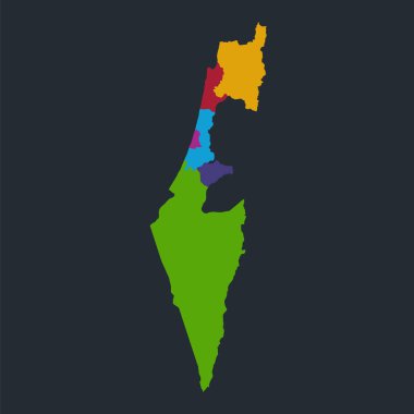 Bilgi grafikleri İsrail haritası, düz tasarım renkleri, bireysel idari bölünme, boş