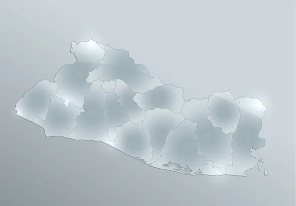 Salvador Mapa División Administrativa Separa Regiones Diseño Tarjeta Vidrio Blanco —  Fotos de Stock