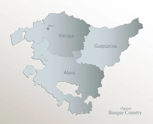 Карта Страны Басков Административное Деление Именами Белый Синий Карточный Вектор — стоковый вектор