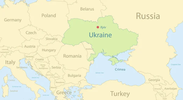 Ucrania Mapa Con Estados Vecinos Nombres Mapas Clásicos Vector Diseño — Vector de stock