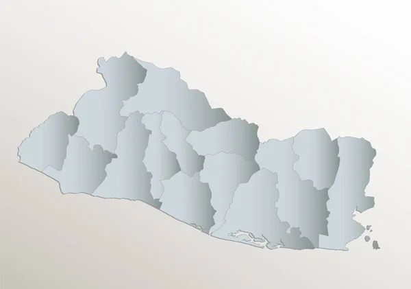 Salvador Haritası Idari Bölüm Beyaz Mavi Kart Kağıdı Boş — Stok fotoğraf