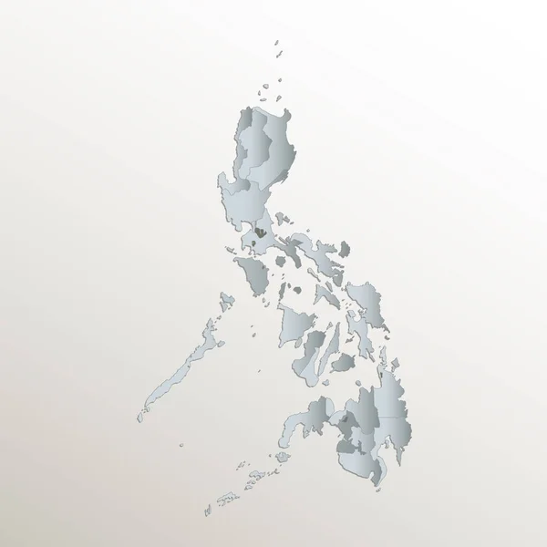 Filipinas Mapa División Administrativa Blanco Azul Tarjeta Papel Blanco — Foto de Stock