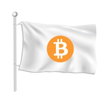Bitcoin bayrağı, beyaz arkaplan vektörü