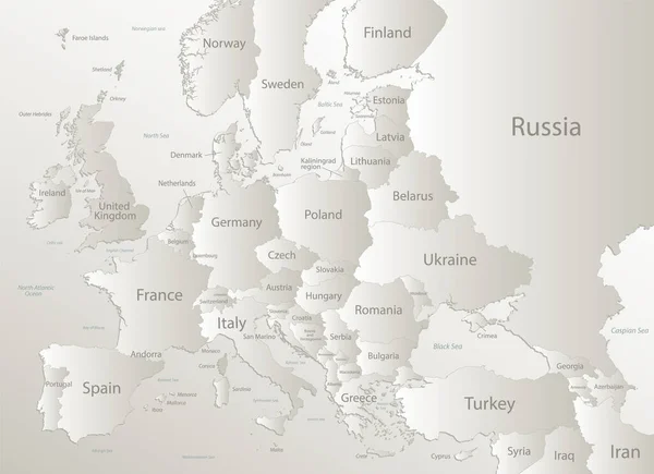 Europe Avec Des Parties Asie Les États Les Îles Avec — Image vectorielle