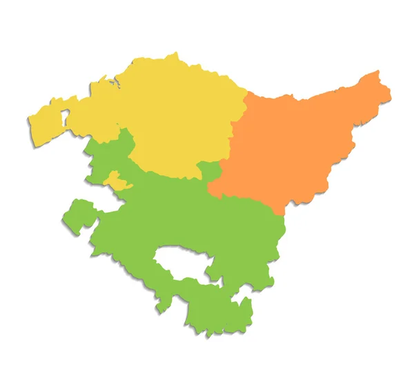バスク地方地図 行政区画 個々の地域 白い背景に孤立した色地図 — ストック写真