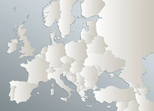 Europa Con Parti Dell Asia Mappa Dettagliata Singoli Stati Isole — Foto Stock