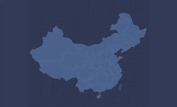 Peta China Daerah Terpisah Desain Flat Biru Infografis Kosong — Stok Foto